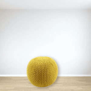 Ainamor Knitted Pouffe in Yellow Colour by Fern India