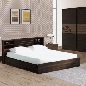 Otiak King Size Bed with Storage in Wenge Finish By Fern India