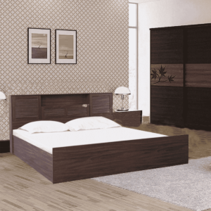 Imik King Size Bed with Storage in Moldau Akazia Brown Colour by Fern India