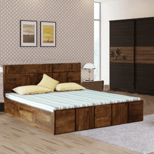 Negreb Solid Wood King Size Bed With Storage In Provincial Teak Finish By Fern India