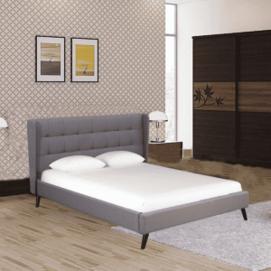 Animor Upholstered Queen Size Bed in Charcoal Grey Colour By Fern India