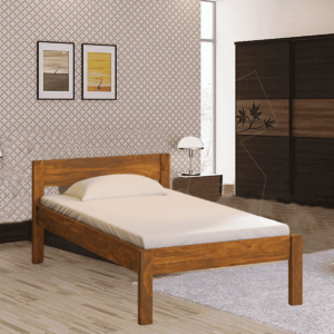 Lekne Solid Wood Single Bed in Rustic Teak Finish By Fern India