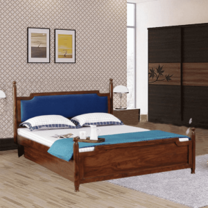 Anaira Solid Wood Queen Size Bed With Storage In Provincial Teak Finish By Fern India