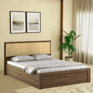 Okomot Queen Size Bed with Storage in Bronze Walnut Colour By Fern India