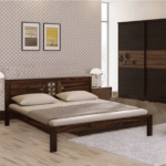 Oznerol Solid Wood Queen Size Bed in Provincial Teak Finish By Fern India