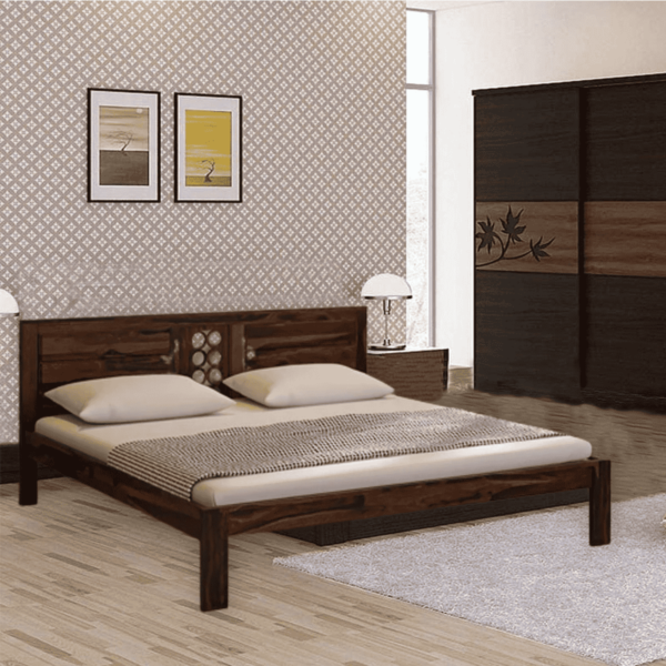 Oznerol Solid Wood Queen Size Bed in Provincial Teak Finish By Fern India
