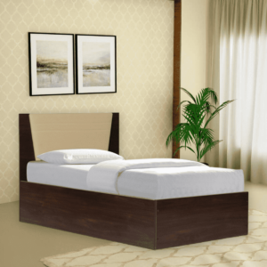 Oel Single Bed With Box Storage in Walnut Finish by Fern India