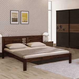 Oznerol Solid Wood King Size Bed in Provincial Teak Finish By Fern India