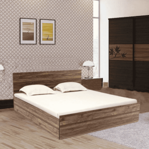 Suruat Queen Size Bed with Box Storage in Columbian Walnut Finish by Fern India