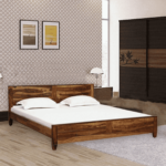 Nazzer Solid Wood King Size Bed In Rustic Teak Finish By Fern India