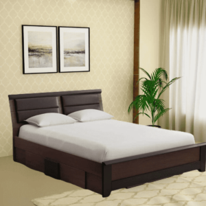 Atuoyr King Size Bed with Box Storage in Wenge Finish By Fern India