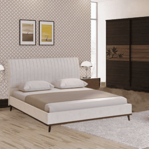 Osnola Upholstered Queen Size Bed in Beige Colour By Fern India