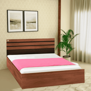 Aococ Queen Size Bed with Storage in Black & Dark Acacia Matt Finish by Fern India