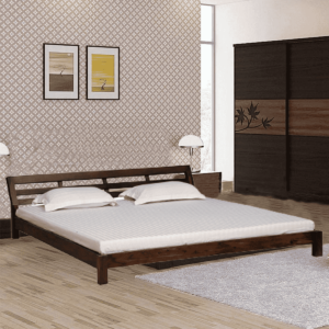 Tnomriaf Solid Wood Queen Size Bed in Provincial Teak Finish By Fern India