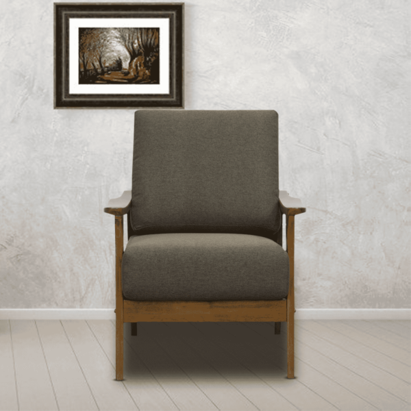 Yrelev 1 Seater Sofa in Red Colour with Brown Oak Finish by FernIndia.com