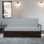 Nimzaj 3 seater Sofa in Grey Colour with Brown Oak Finish by FernIndia.com