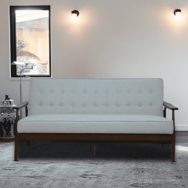 Nimzaj 3 seater Sofa in Grey Colour with Brown Oak Finish by FernIndia.com