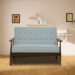 Nimzaj 2 seater Sofa in Grey Colour with Brown Oak Finish by FernIndia.com