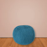 Ainamor Knitted Pouffe in Aqua Colour by Fern India