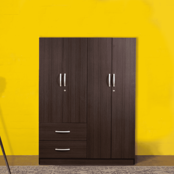 Utokir 4 Door Wardrobe with 2 Drawers in Wenge Finish by FernIndia