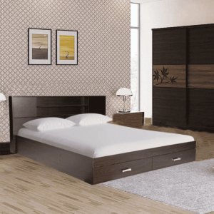 Anuuy King Size Bed with Storage in Wenge Finish By Fern India