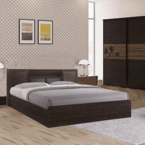 Notlob Queen Size Bed with Storage in Wenge Finish by Fern India