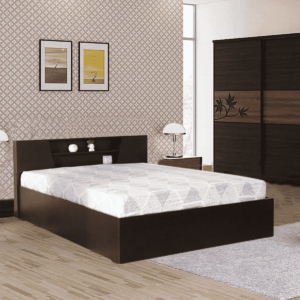 Akron Queen Size Bed with Box Storage in Wenge Finish - Mintwud by Fern India