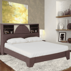 Adiv Queen Size Bed with Headboard Storage in Wenge Finish By Fern India