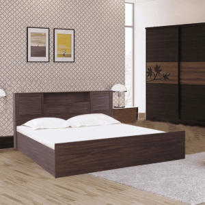 Krats Queen Size Bed with Storage in Walnut Finish by Fern India