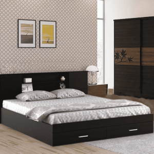 Otasim King Size Bed with Storage in Wenge Finish By Fern India