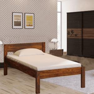 Lekne Solid Wood Single Bed in Honey Oak Finish By Fern India