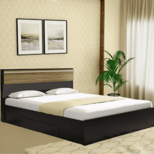 Irne Queen Size Bed with Storage in Wenge Finish By Fern India