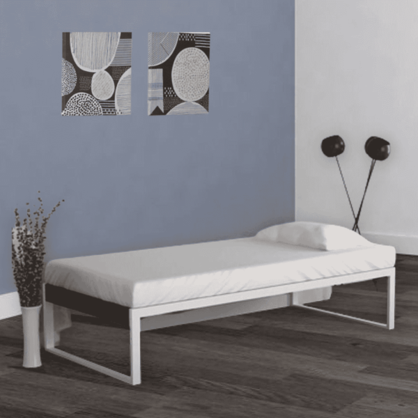 QE Single Single Bed in Off White & Brown Finish by Fern India