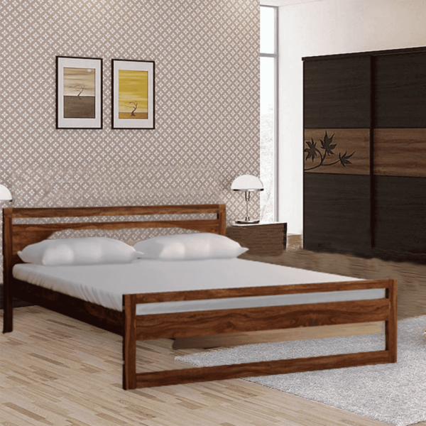 Naiva Solid Wood Queen Size Bed in Provincial Teak Finish By Fern India