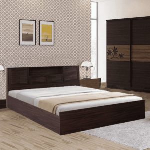 Notlob King Size Bed with Storage in Walnut Colour by Fern India