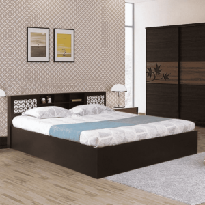 Ocarb King Size Bed with Box Storage in Wenge Finish By Fern India