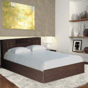 Ikedih Goldline King Size Bed with Storage in Walnut Finish By Fern India