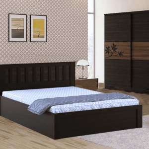 Omsok Phoenix Queen Size Bed with Storage in Wenge Finish by Fern India