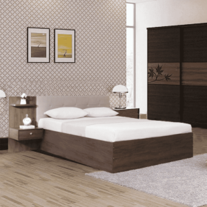 Nada King Size Bed with Storage in Brown Colour By Fern India