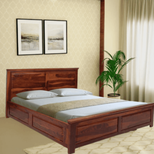 Aihpos King Bed With Box Storage in Walnut Colour by Fern India