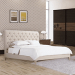 Rasec Queen Size Upholstered Bed in Beige Colour by Fern India