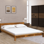 Doowta Solid Wood Queen Size Bed in Rustic Teak Finish By Fern India