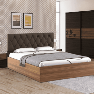 Temoc King Size Bed With Box Storage In Exotic Teak Finish By Fern India