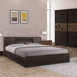 Notlob Queen Size Bed with Storage in Wenge Finish by Fern India