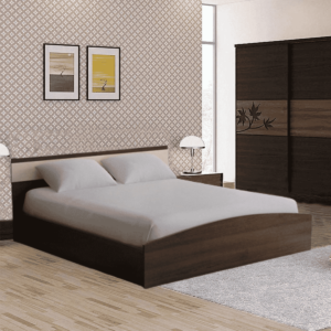 Neboj Queen Size Bed in Brown & Sonoma Oak Finish By Fern India