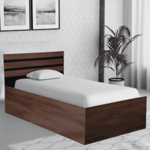 Aococ Single Bed with Storage in Black & Dark Acacia Matte Finish by Fern India