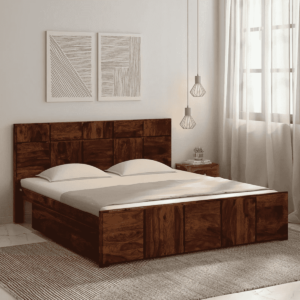 Negreb Solid Wood Queen Size Bed With Storage In Provincial Teak Finish By Fern India