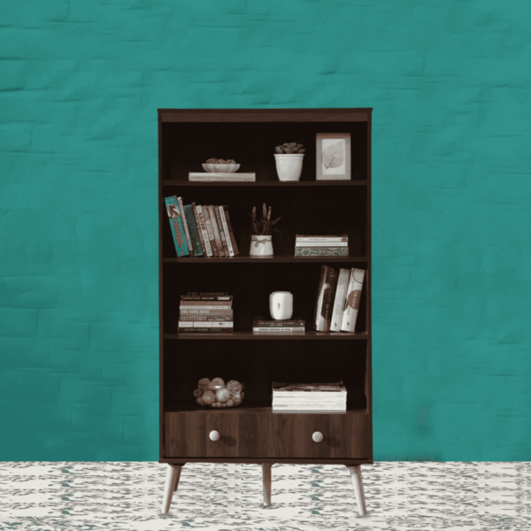 Urahok Book Shelf with One Drawer in Columbia Walnut Finish by Fern India