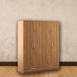 Nednil 4 Door Wardrobe in Natural Teak Finish by Fern India