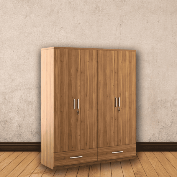 Nednil 4 Door Wardrobe in Natural Teak Finish by Fern India